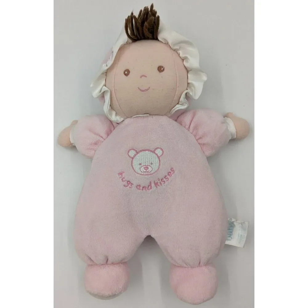 Vintage Carters Prestige Terry Cloth Baby‎ Doll Rattle Plush Hugs & Kisses Pink